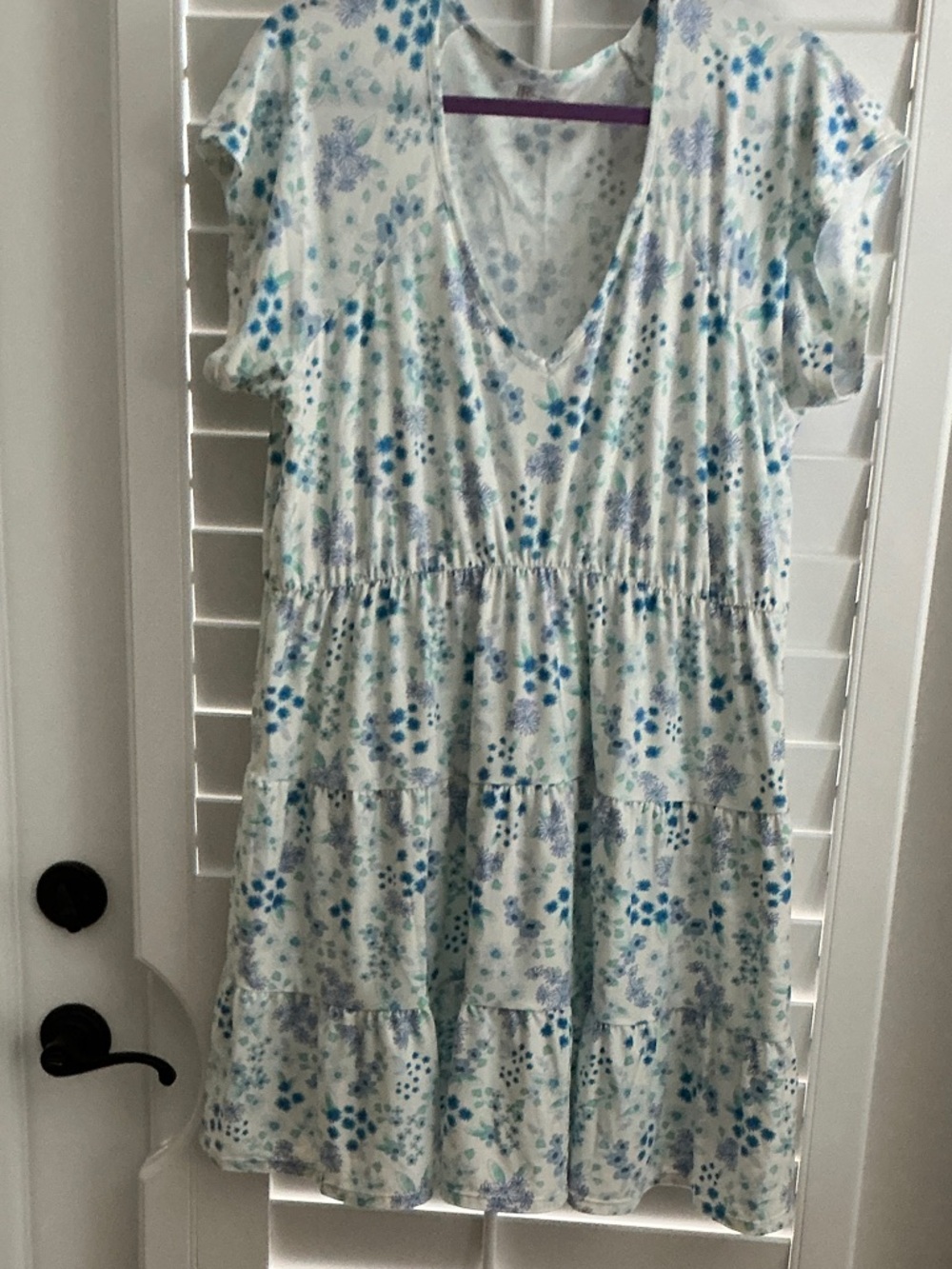 No Boundaries White Tee with Blue and Lavender Floral Print